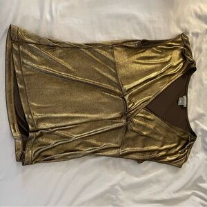 Gold Metallic V-Neck Top